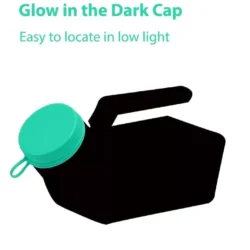 Silhouette of a urinal bottle with a glow-in-the-dark cap.