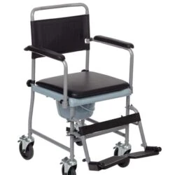 Wheeled Commode | Shower Chair With Wheels | with Detachable Armrest & Footrest - Image 4