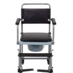 Wheeled Commode | Shower Chair With Wheels | with Detachable Armrest & Footrest - Image 7