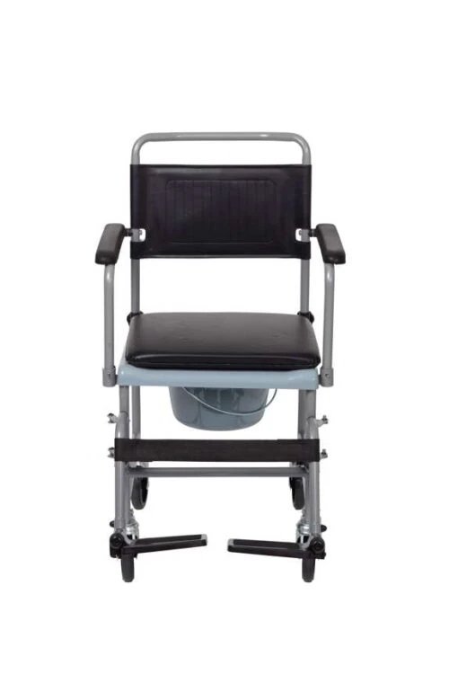 Wheeled Commode | Shower Chair With Wheels | with Detachable Armrest & Footrest - Image 7
