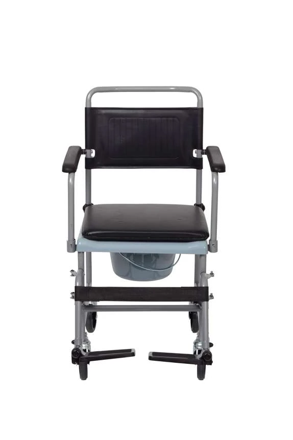Wheeled Commode | Shower Chair With Wheels | with Detachable Armrest & Footrest - Image 7
