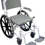 Self Propelled Shower Commode Chair, Bathroom Assistive Device, Waterproof Wheelchair, Bathroom Mobility Solutions