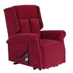 Red riser recliner chair with remote control.