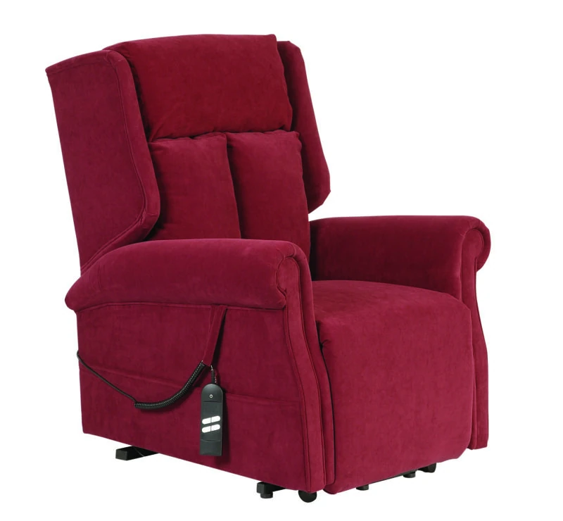 Red riser recliner chair with remote control.