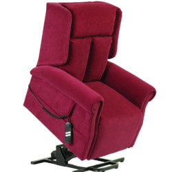 Red riser recliner chair with remote control.