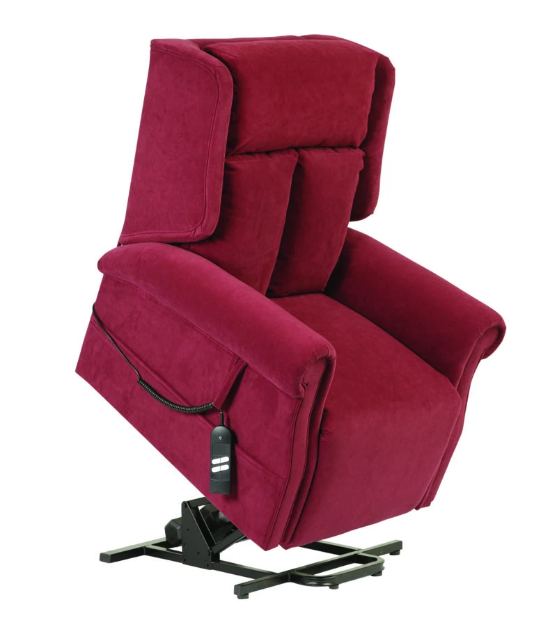 Red riser recliner chair with remote control.