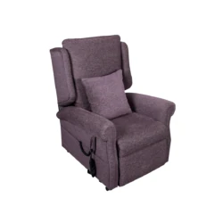 Purple riser recliner chair with a matching cushion.