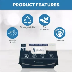Wet Wipes for Adults | Extra Large & Biodegradable (70 Wipes) - Image 4
