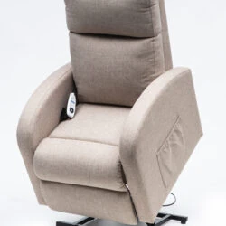 Cansfield Rise and Recliner Chair in a raised position with remote.