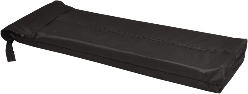 Black carrying case for a telescopic wheelchair ramp.