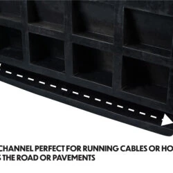 Close-up of a rubber threshold ramp showing cable channel.