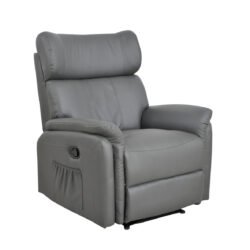 Manual Recliner Armchair | Leather Recliner Armchair | Grey Leather Armchair for Elderly | Sofa Lounge Chair - Image 1
