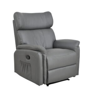 Manual Recliner Armchair | Leather Recliner Armchair | Grey Leather Armchair for Elderly | Sofa Lounge Chair