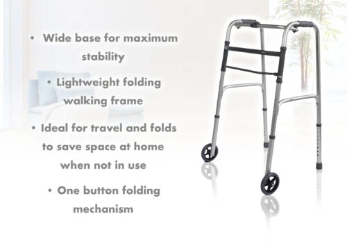 Walking Frame On Wheels | Folding Zimmer Frame For Seniors - Image 2