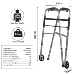 Walking Frame On Wheels | Folding Zimmer Frame For Seniors - Image 7