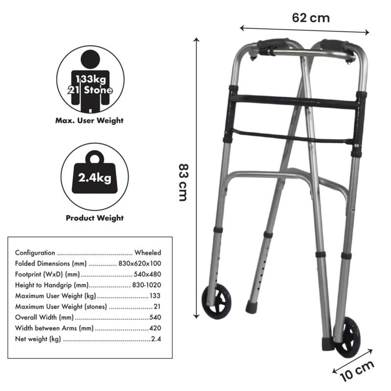Walking Frame On Wheels | Folding Zimmer Frame For Seniors - Image 7