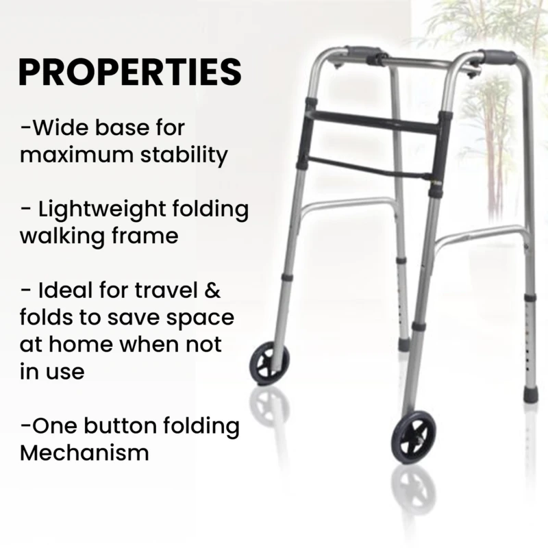 Walking Frame On Wheels | Folding Zimmer Frame For Seniors - Image 4