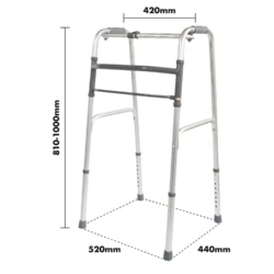 Folding Zimmer Walking Frame with dimensions labeled.