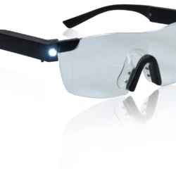 Magnifying glasses with LED lights on the sides.