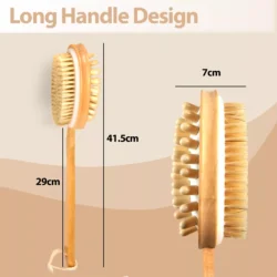 Long handled shower brush with dimensions labeled 29cm, 41.5cm, and 7cm.