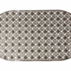 Oval shower mat with numerous suction cups on the underside.
