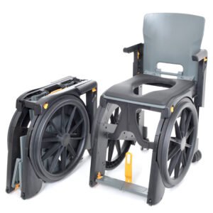 Wheelable Travel Commode | Shower Commode Chair for Elderly | Portable Lightweight Folding Commode | Rust Free