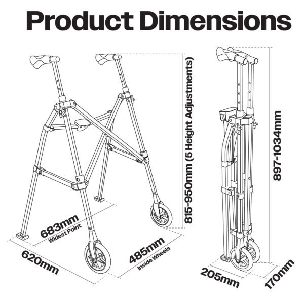 Walking Frame With Wheels, Folding Walking Frame for Elderly