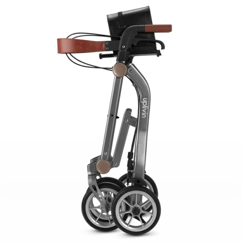 Lightweight Folding 4 Wheeled Walker with Seat | Uplivin Trive Rollator with Oxidized Finish & 8" Wheels | 1 Step Double Folding - Image 14