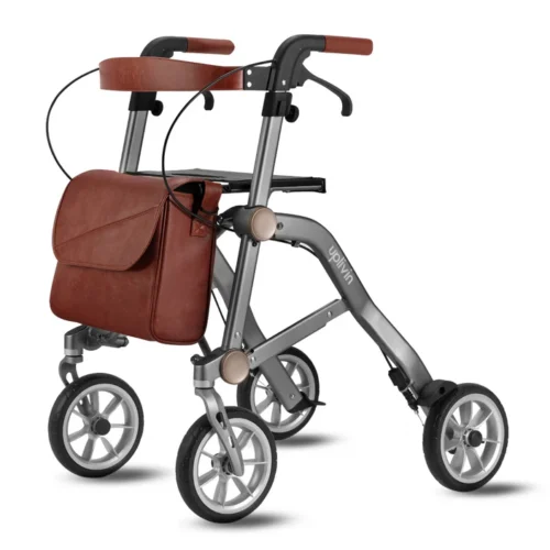 Lightweight Folding 4 Wheeled Walker with Seat | Uplivin Trive Rollator with Oxidized Finish & 8" Wheels | 1 Step Double Folding - Image 9