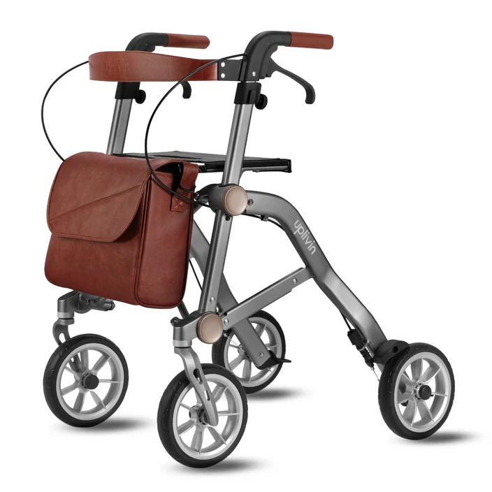 4 wheel rollator-uplivin rollator 4 wheeled walker, rollator walking aid, walking rollator with seat, 4 wheel mobility walker with seat, 4 wheeled walker folding uplivin rollator