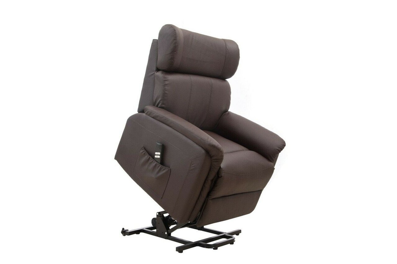 Dual Motor Leather Riser Recliner-brown rise recline chair