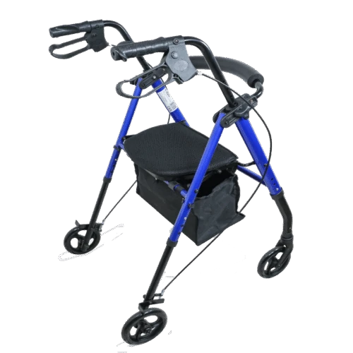Lightweight 4 Wheeled Rollator for Elderly & Seniors | With Seat & Basket | Puncture Proof 6" Wheels - Image 8