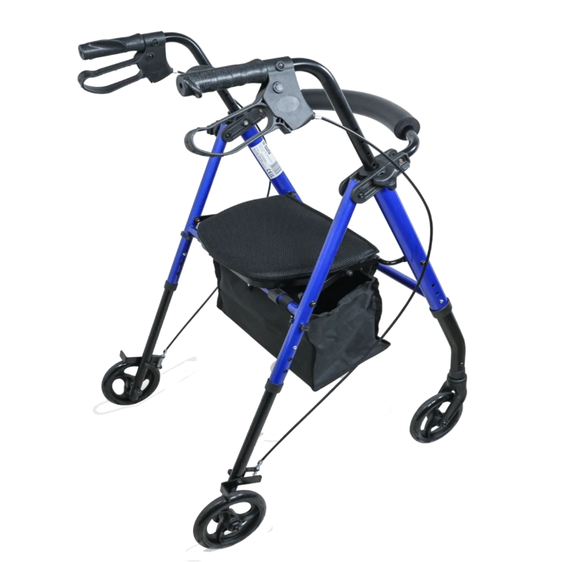 Lightweight 4 Wheeled Rollator for Elderly & Seniors | With Seat & Basket | Puncture Proof 6" Wheels - Image 8