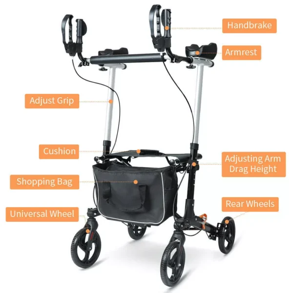 upright rollator with seat for elderly in uk-stand up walker