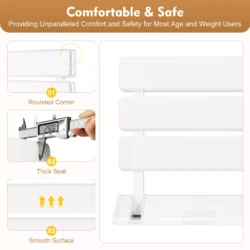 Close-up of folding shower seat with rounded corners and smooth surface.