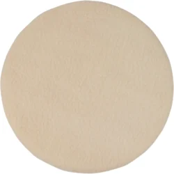 Top view of a beige, round padded swivel seat.