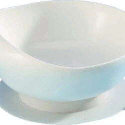 White adaptive bowl with a suction base for stability.
