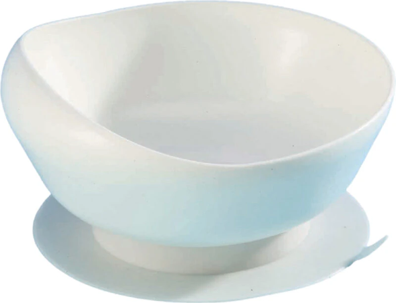 White adaptive bowl with a suction base for stability.