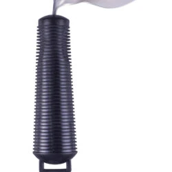 Bendable spoon with a black ribbed handle and adjustable head.