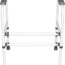 Freestanding toilet safety frame with wrap-around armrests.