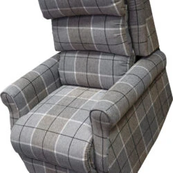 Broadway dual motor riser recline armchair in Glen Check fabric.