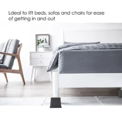 Furniture raiser elevating a bed in a modern bedroom.