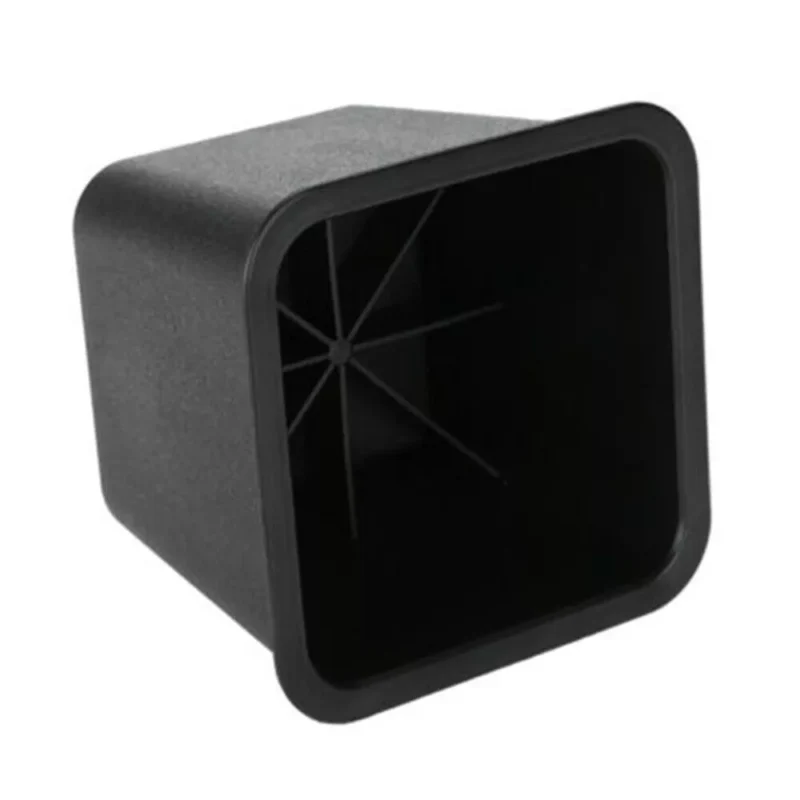 Black square furniture raiser with open bottom view.