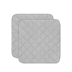 Two grey quilted incontinence chair pads.