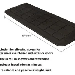 Black accessibility ramp with dimensions 1080mm by 310mm by 30mm.