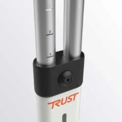 Close-up of adjustable handle with measurement markings and Trust logo.