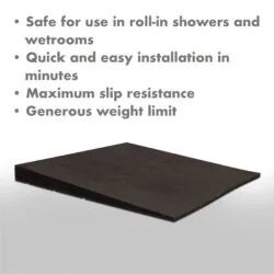 Black accessibility ramp with text listing features.