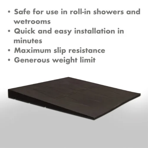 Black accessibility ramp with text listing features.