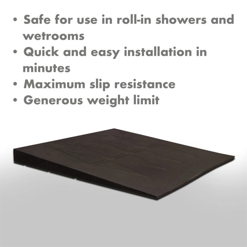 Black accessibility ramp with text listing features.