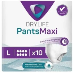 Drylife Maxi Incontinence Pants | Adult Pull Up Pants | Pack of 10 | Absorption: 2200ml - Image 2